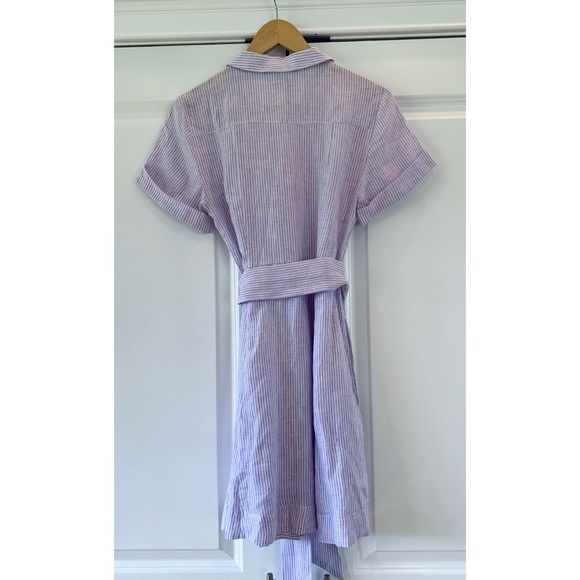 Hill House Laura Dress Lilac Stripe Linen Button Shirt Dress Sundress Size XS - Picture 3 of 8